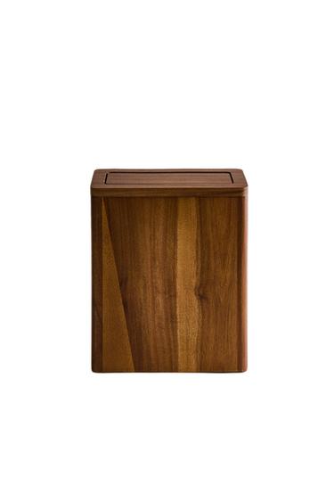 TEXTURED WOODEN BATHROOM BIN - Light beige by Zara