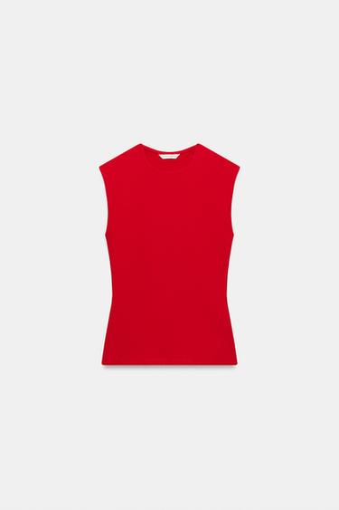 T-SHIRT SANS MANCHES - Rouge de Zara - Image 4