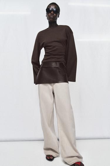 100% LEATHER SKIRT BELT - Brown by Zara