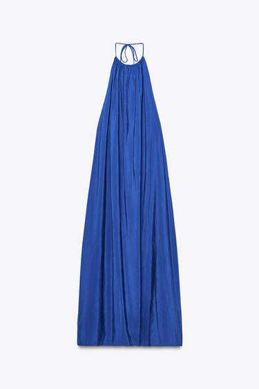 ROBE MIDI HALTER FLUIDE - Bleu encre de Zara - Image 4