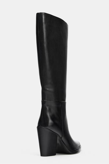 BOTTE EN CUIR COW-BOY - Noir de Zara - Image 6
