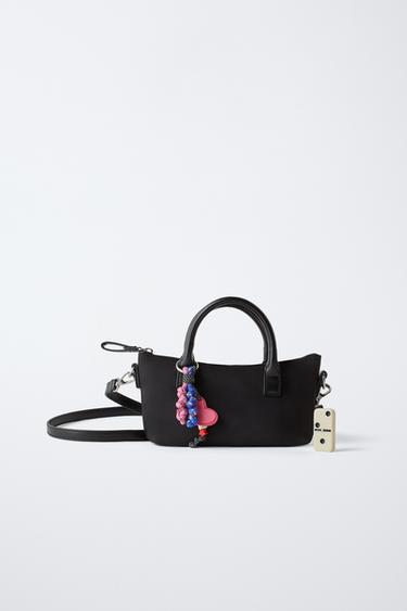 NYLON CROSSBODY BAG WITH CHARM - Black by Zara - Image 5