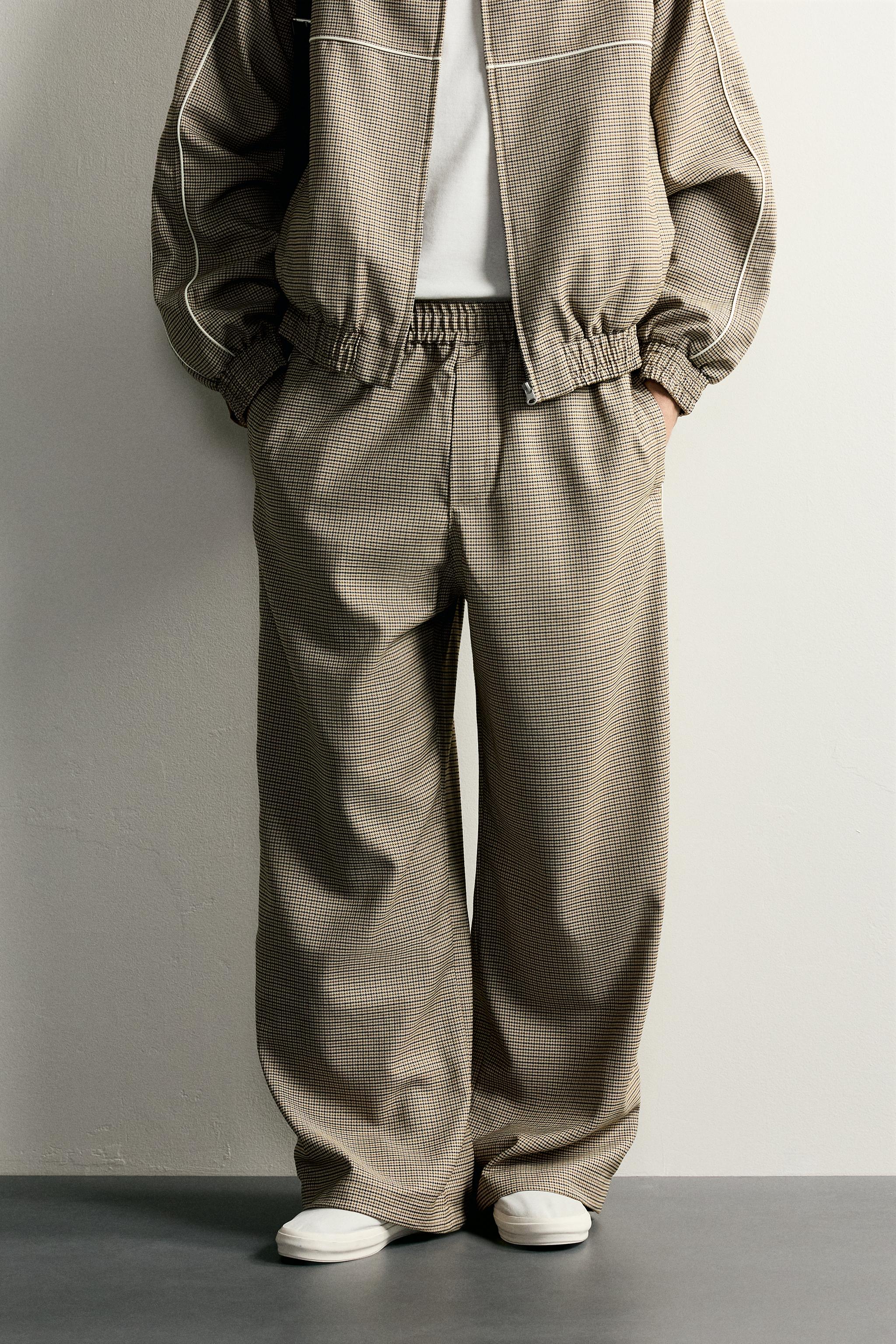 CONTRAST HOUNDSTOOTH RELAXED-FIT PANTS
