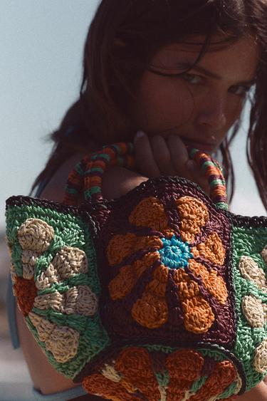 CONTRAST MINI BASKET BAG WITH FLORAL EMBROIDERY - Multicoloured by Zara - Image 0
