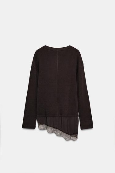 HAUT BIMATIÈRE EN DENTELLE - Marron de Zara - Image 5