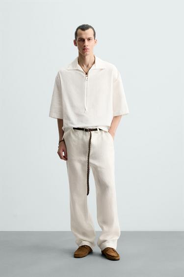 100% LINEN SUIT TROUSERS - White by Zara - Image 0