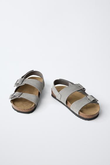 SANDALES À BOUCLES EN CUIR - Gris de Zara - Image 2