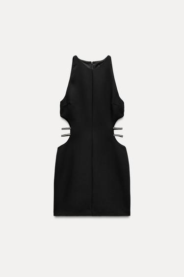МИНИ-ПЛАТЬЕ С ВЫРЕЗАМИ И СТРАЗАМИ — ЧЕРНЫЙ от Zara — изображение 0