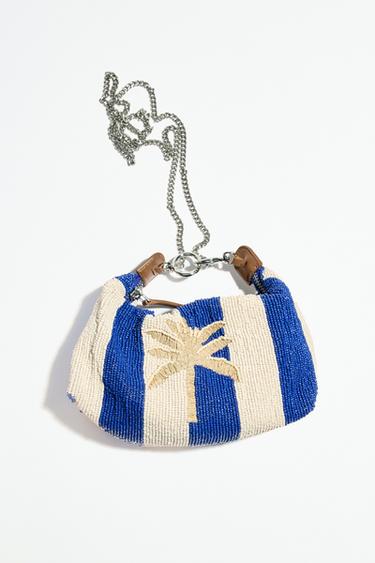TASCHE PALME SCHMUCKPERLEN - Blau von Zara