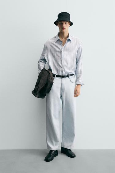 STRIPED TEXTURED SHIRT - Light sky blue by Zara - Image 0