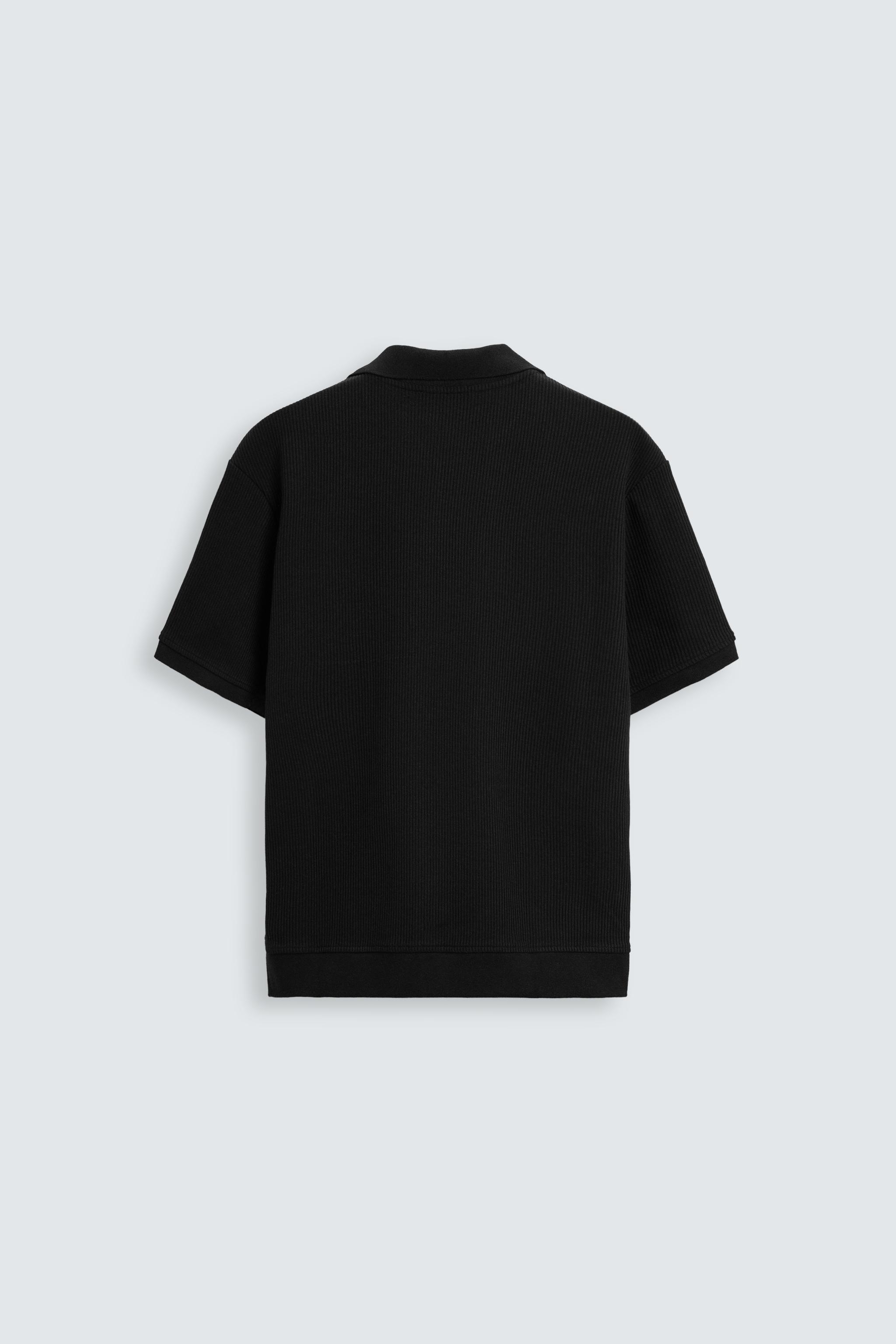 縦テクスチャーポロシャツ - ブラック | ZARA Japan / 日本
