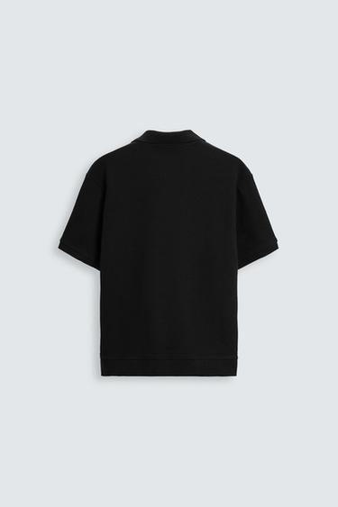 VERTICAL TEXTURED POLO SHIRT - Black by Zara - Image 6