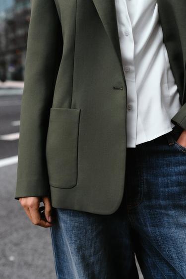 VESTE DROITE À ÉPAULETTES - Kaki de Zara - Image 3