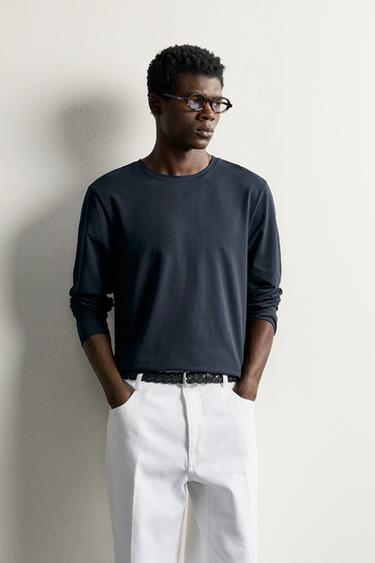 LONG SLEEVE SLIM FIT BASIC T-SHIRT — Navy blue 2