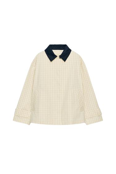 ZW COLLECTION CONTRAST COLLAR CHECK JACKET - Butter by Zara