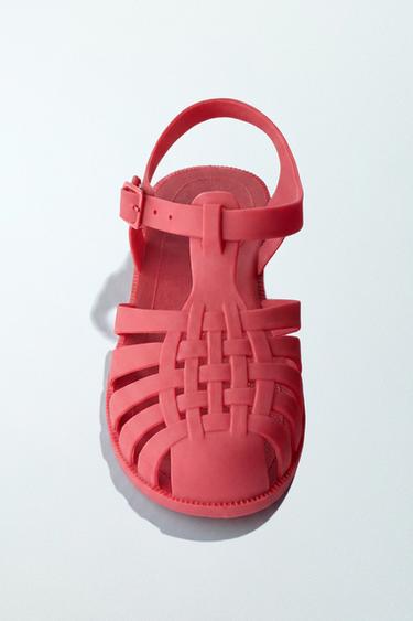 RUBBERISED CAGE SANDALS - Red by Zara