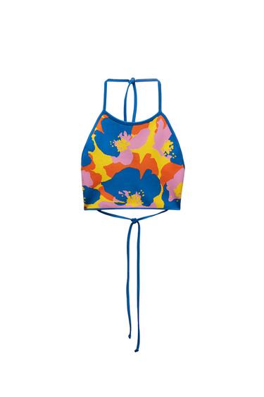 KNIT FLORAL CROP TOP