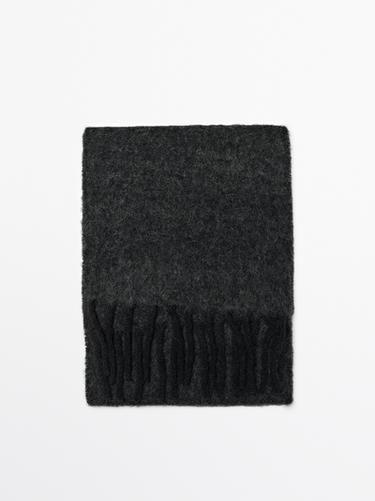 Écharpe à franges laine et alpaga - Gris de Zara