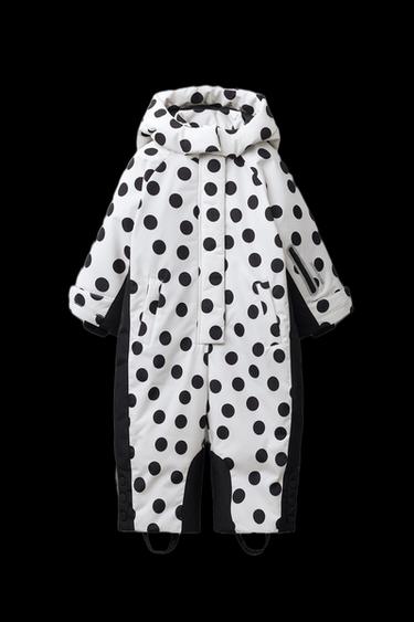 LONG WATER-RESISTANT AND WINDPROOF POLKA DOT JUMPSUIT - Ecru by Zara