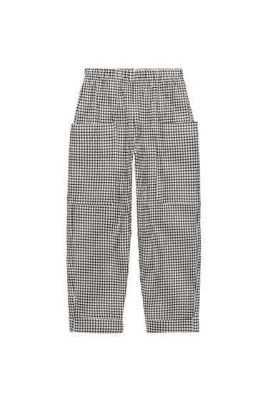 GERUITE BROEK MET ELASTISCHE TAILLEBAND - Wit / Zwart van Zara