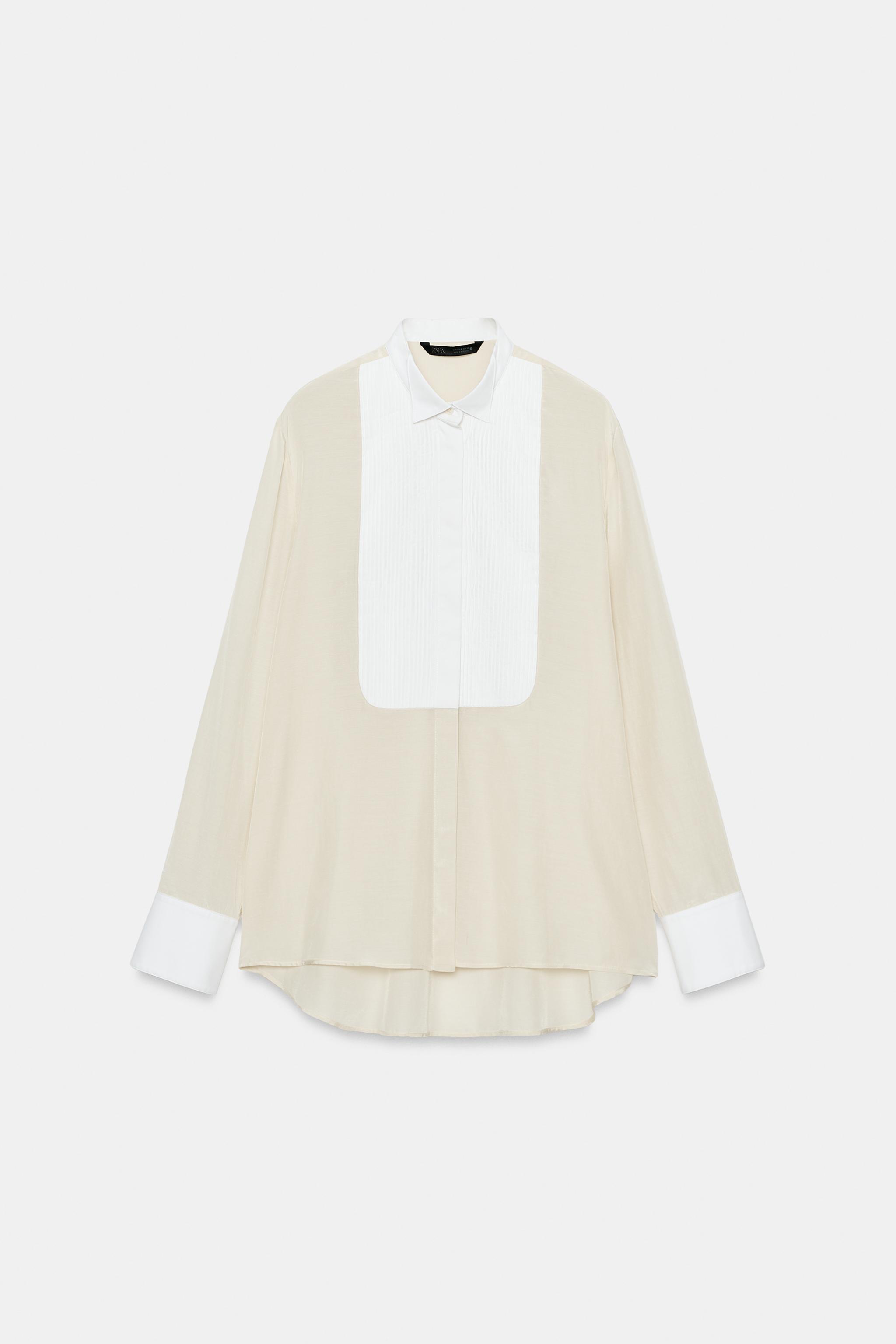 Женские рубашки Zara ZW COLLECTION CONTRAST BIB SHIRT — фото 6