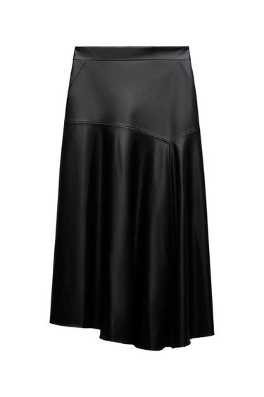 FALDA MIDI EFECTO PIEL ZW COLLECTION