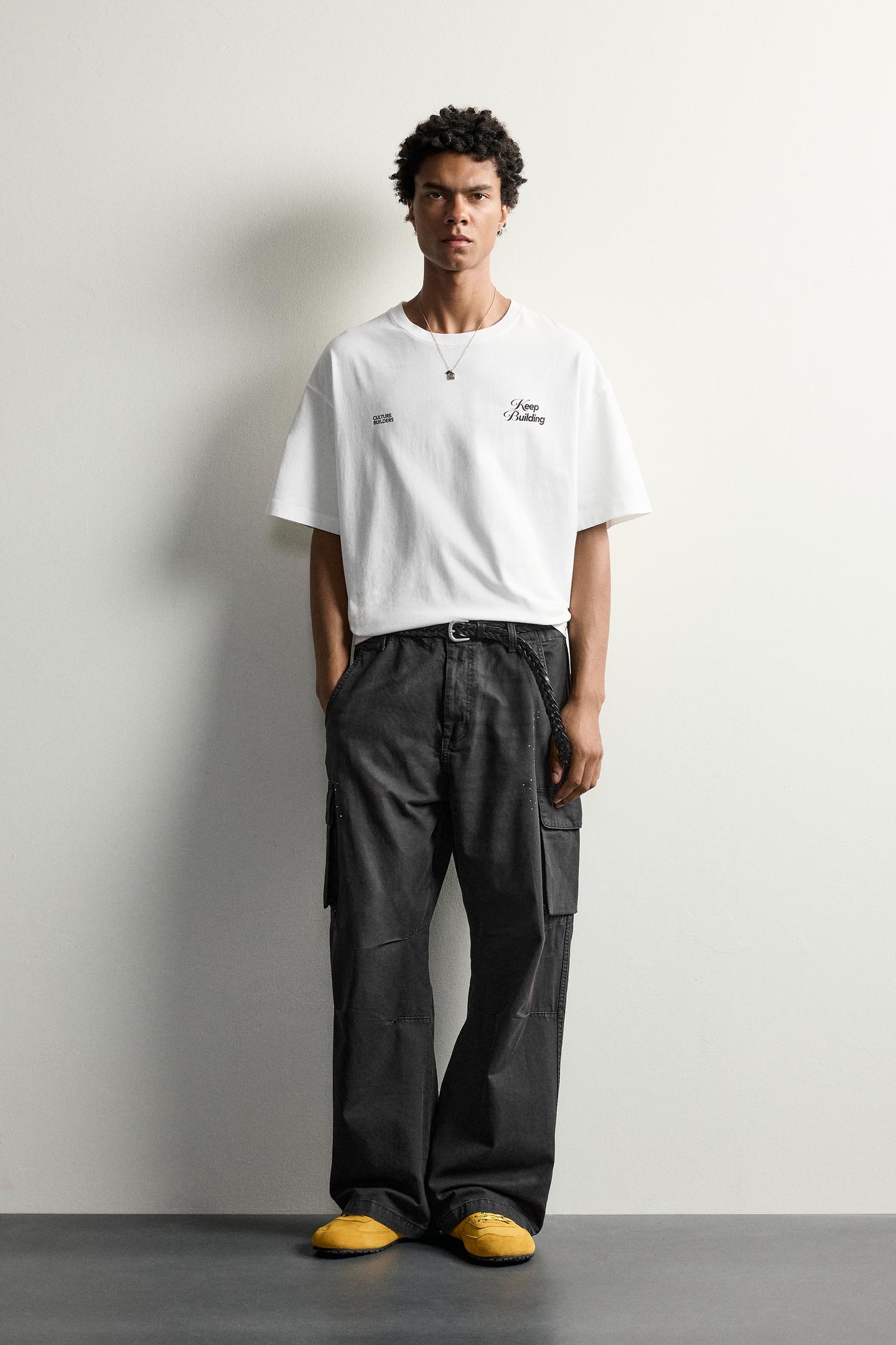 Мужская футболка Zara Relaxed Fit Dice Print, цвет: Белый