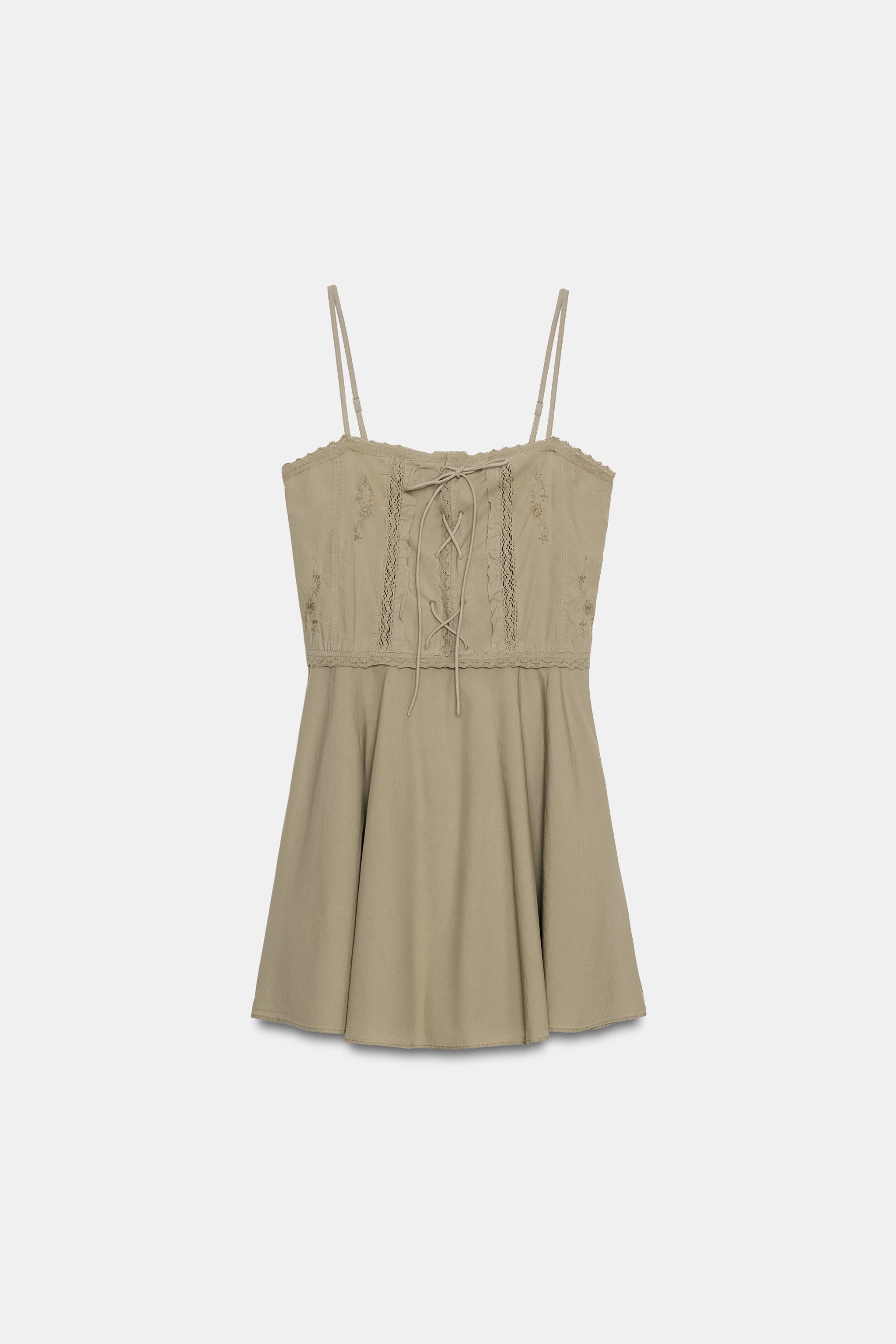 EMBROIDERED POPLIN MINI DRESS