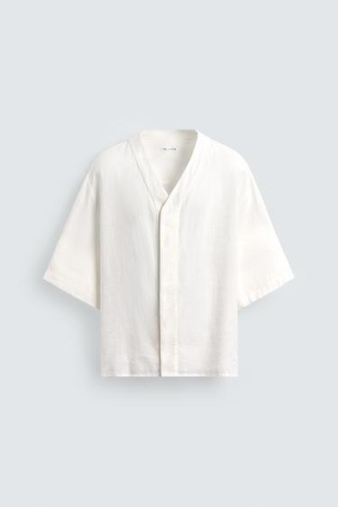 Zara 100% LINEN SHIRT - White