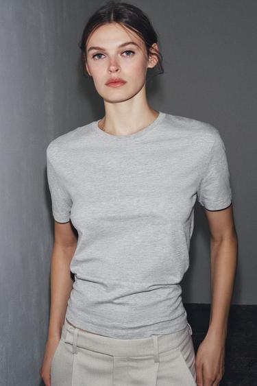 CAMISETA BÁSICA ALGODÓN - Gris vigoré de Zara