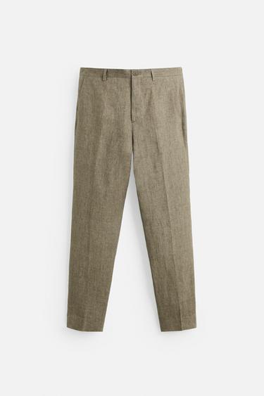 LIMITED EDITION 100% LINEN SUIT TROUSERS - camel by Zara