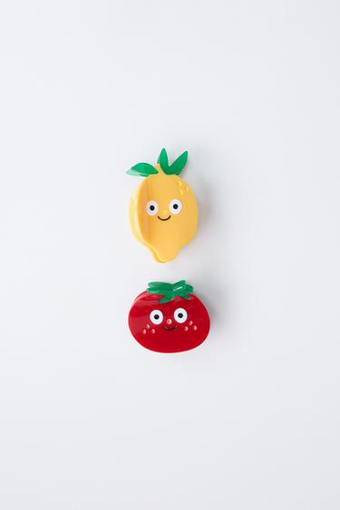 TWO-PACK OF TOMATO AND LEMON HAIR CLIPS - Red by Zara - Image 3
