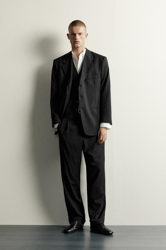 BLAZER DE COSTUME À RAYURES COUPE DÉCONTRACTÉE - Noir de Zara - Image 0
