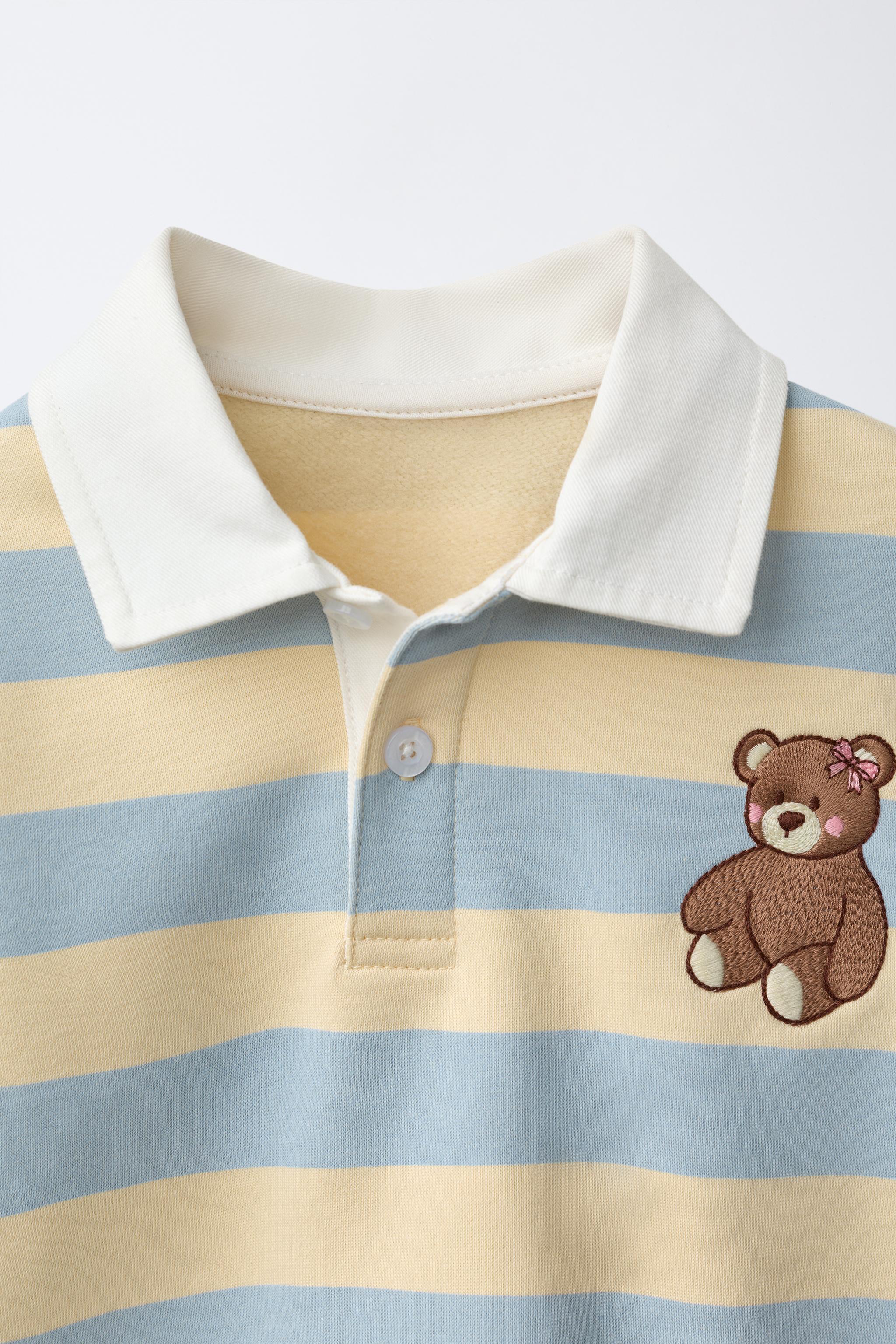 POLO À RAYURES ET OURS BRODÉ