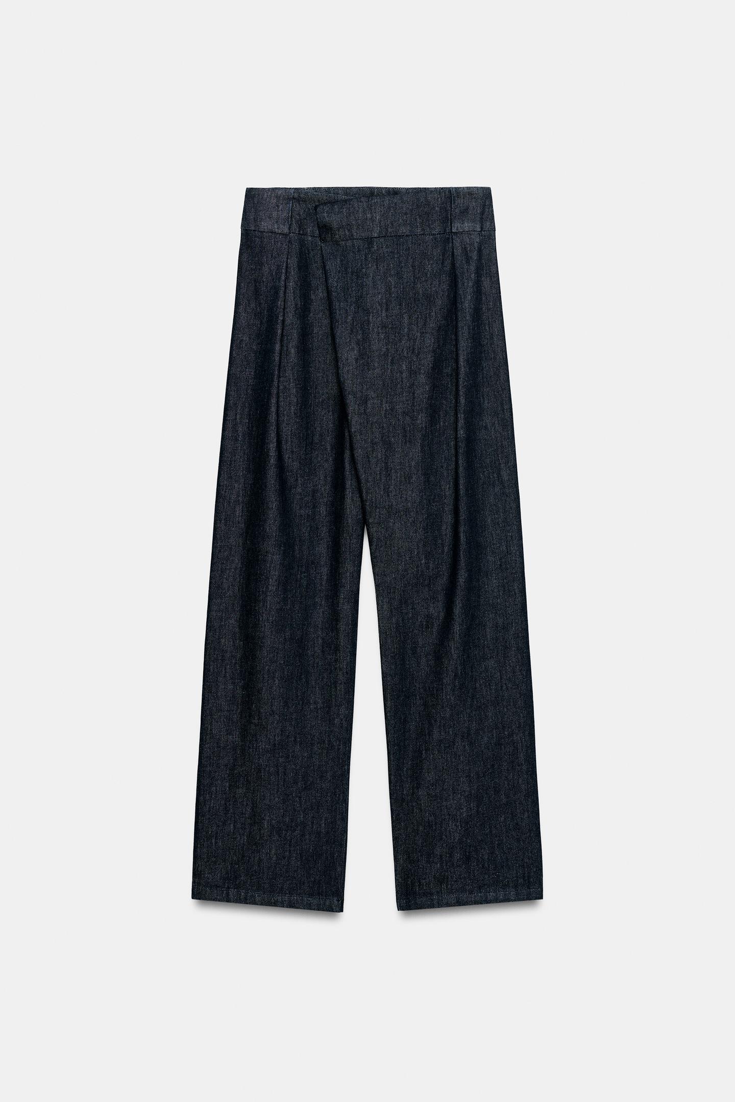 Женские джинсы Zara Z1975 High-Rise Crossover Wide-Leg, цвет: Синий — фото 6