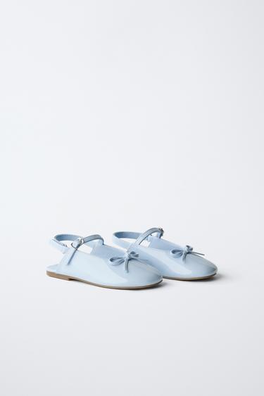 BALLERINES OUVERTES À L'ARRIÈRE AVEC NŒUD - Bleu de Zara - Image 1