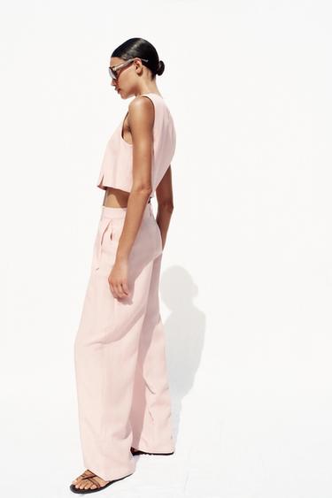 PANTALON LARGE À PINCES - Rose de Zara - Image 2
