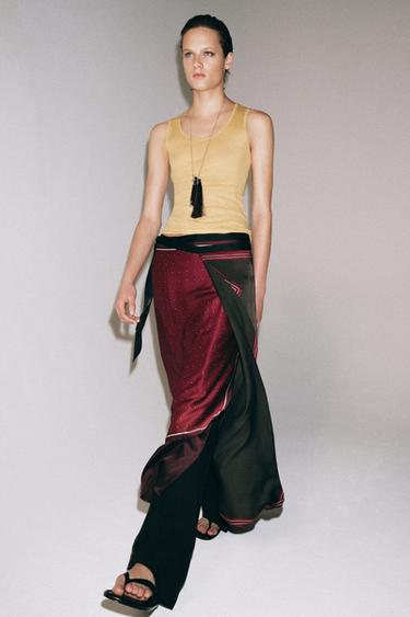 PARÉO FOULARD IMPRIMÉ 100% VISCOSE - Grenat de Zara