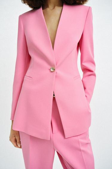 Zara TAILORED BLAZER WITH NO LAPEL - Pink
