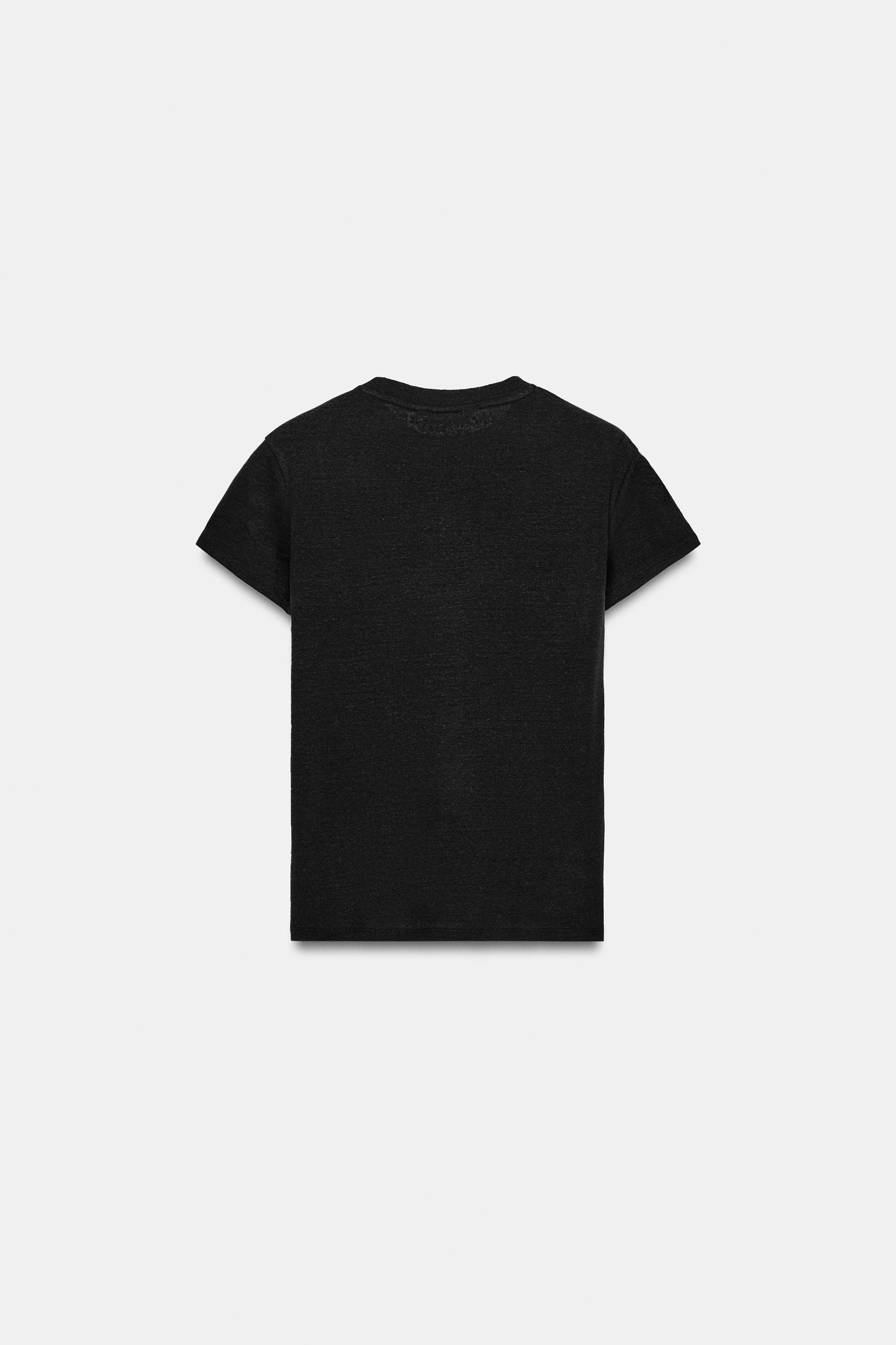 KETEN KISA KOLLU T-SHIRT - Görsel 6