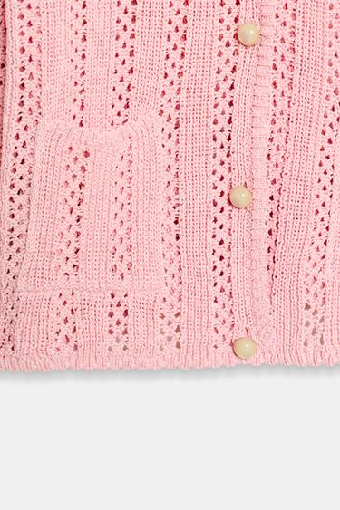 POINTELLE KNIT CARDIGAN - Pink by Zara - Image 9