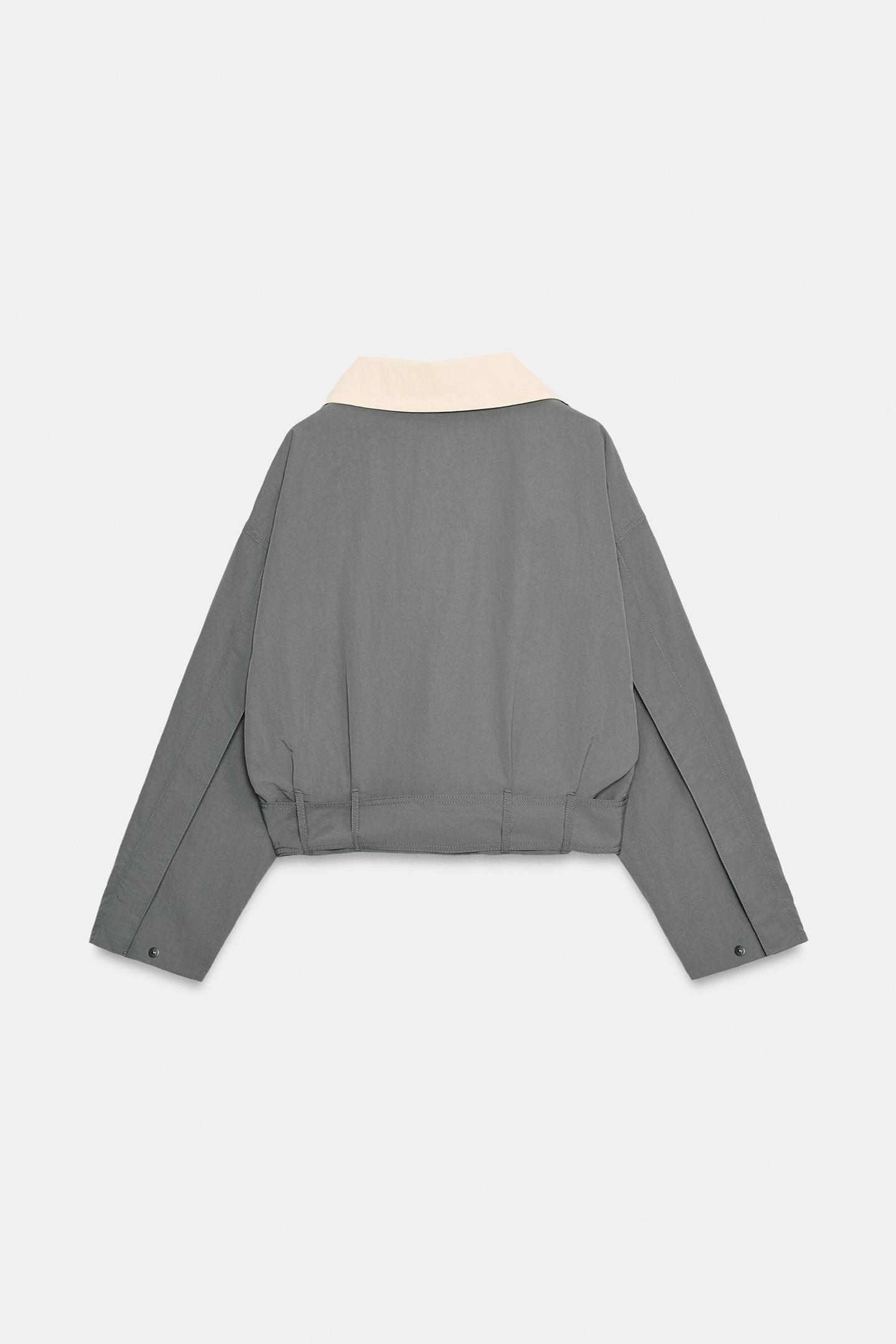 Женская куртка Zara ZW Collection Cropped Belted, цвет: Серый — фото 7