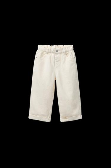Zara PAPERBAG TWILL PANTS - Ecru - Image 0