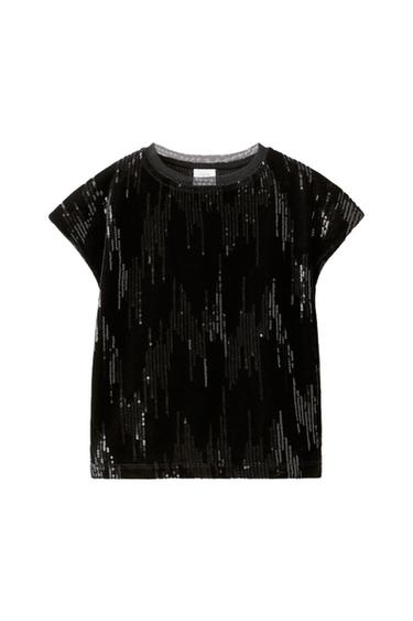 SEQUINNED VELVET T-SHIRT