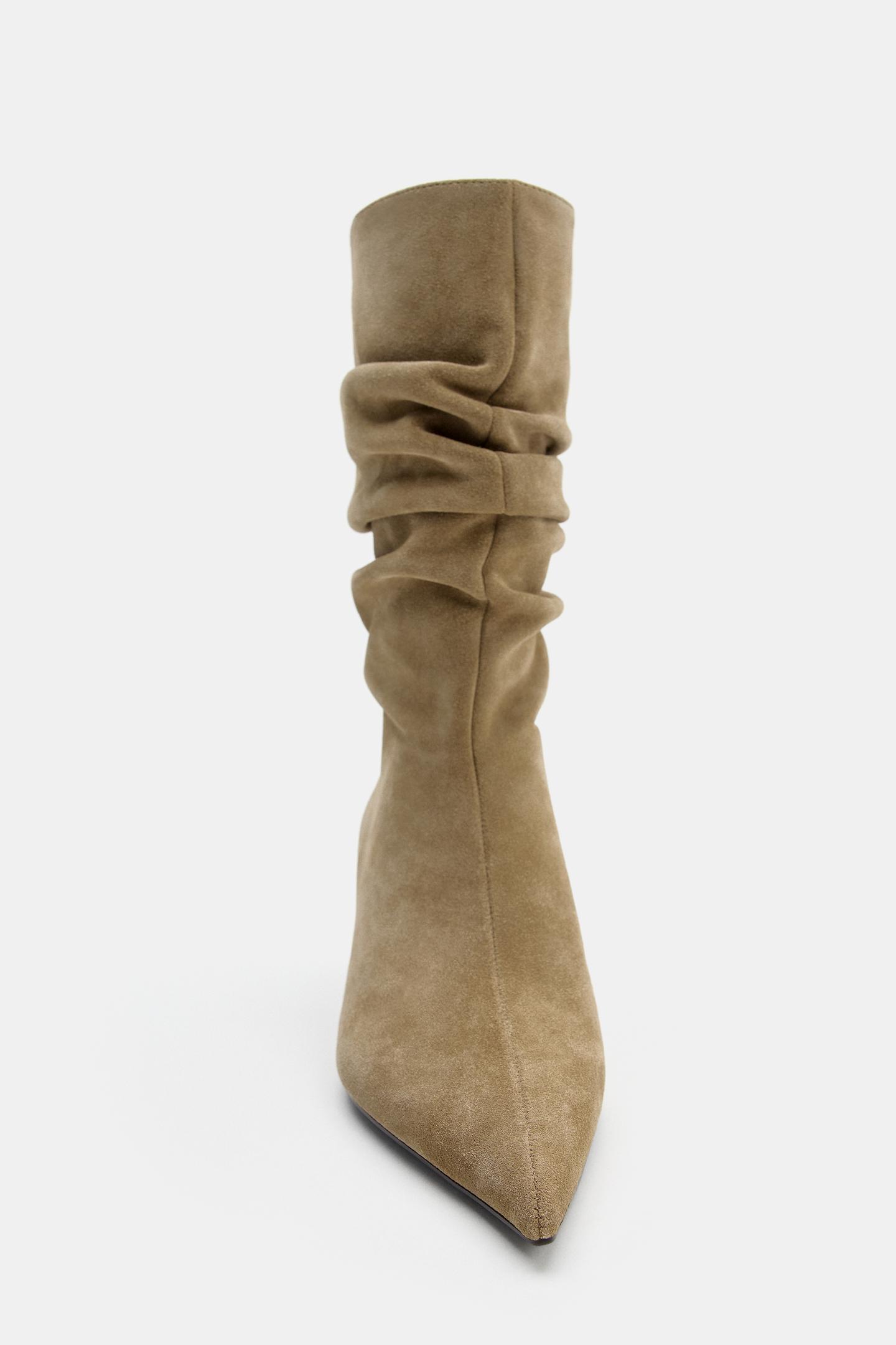 Женские ботинки Zara Suede Wedge Ankle, цвет: Верблюжий коричневый — фото 3