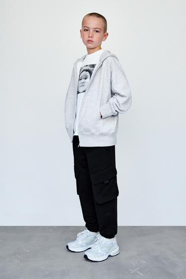 PANTALÓN FELPA CARGO - Negro de Zara