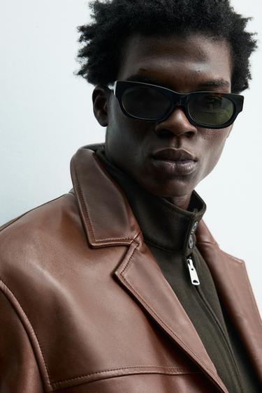 RELAXED FIT LEATHER BLAZER - Brown by Zara - Image 5