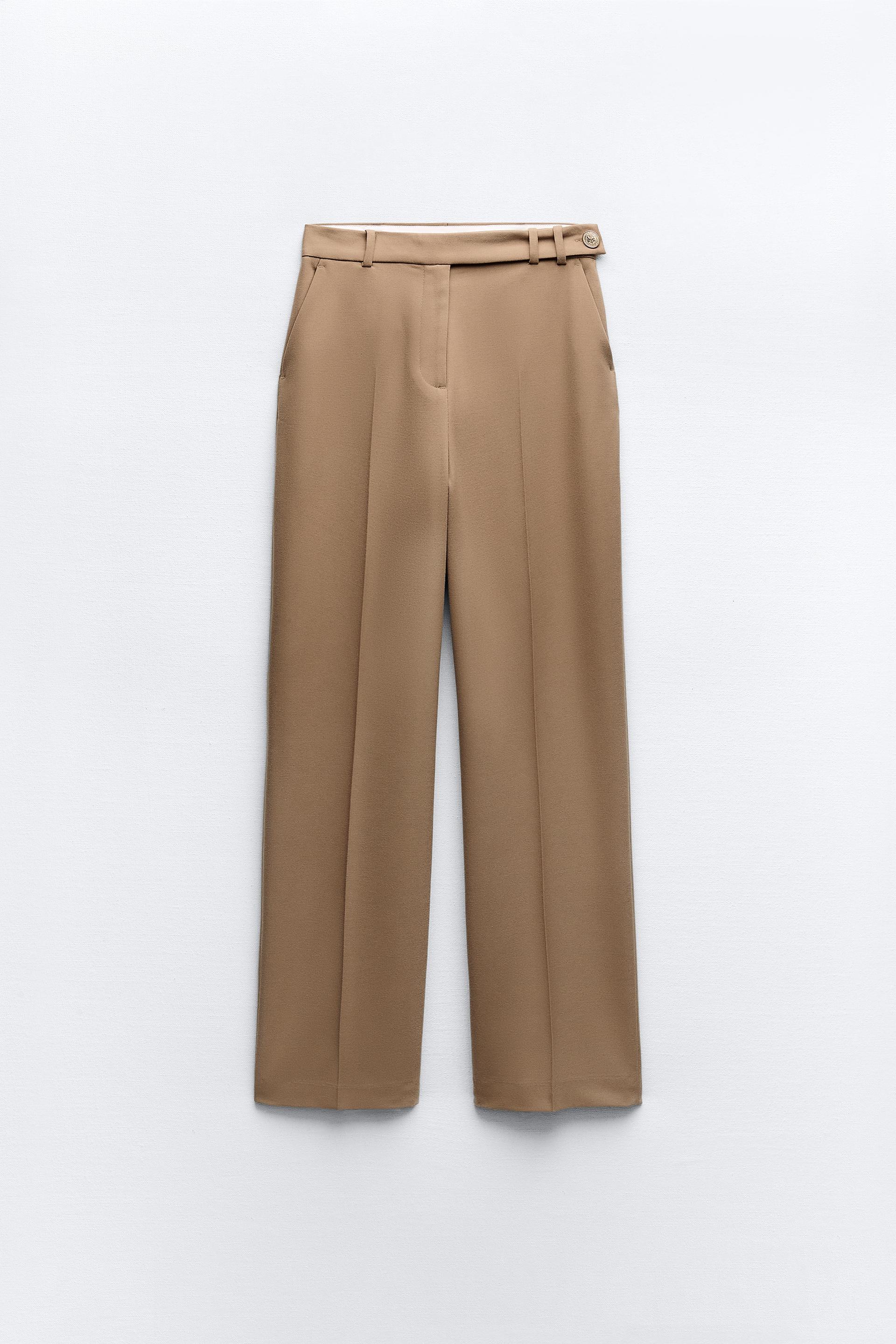 ZARA Women’s Wide Leg Pareo Pants Trousers In Sand Size XL - New with Tags