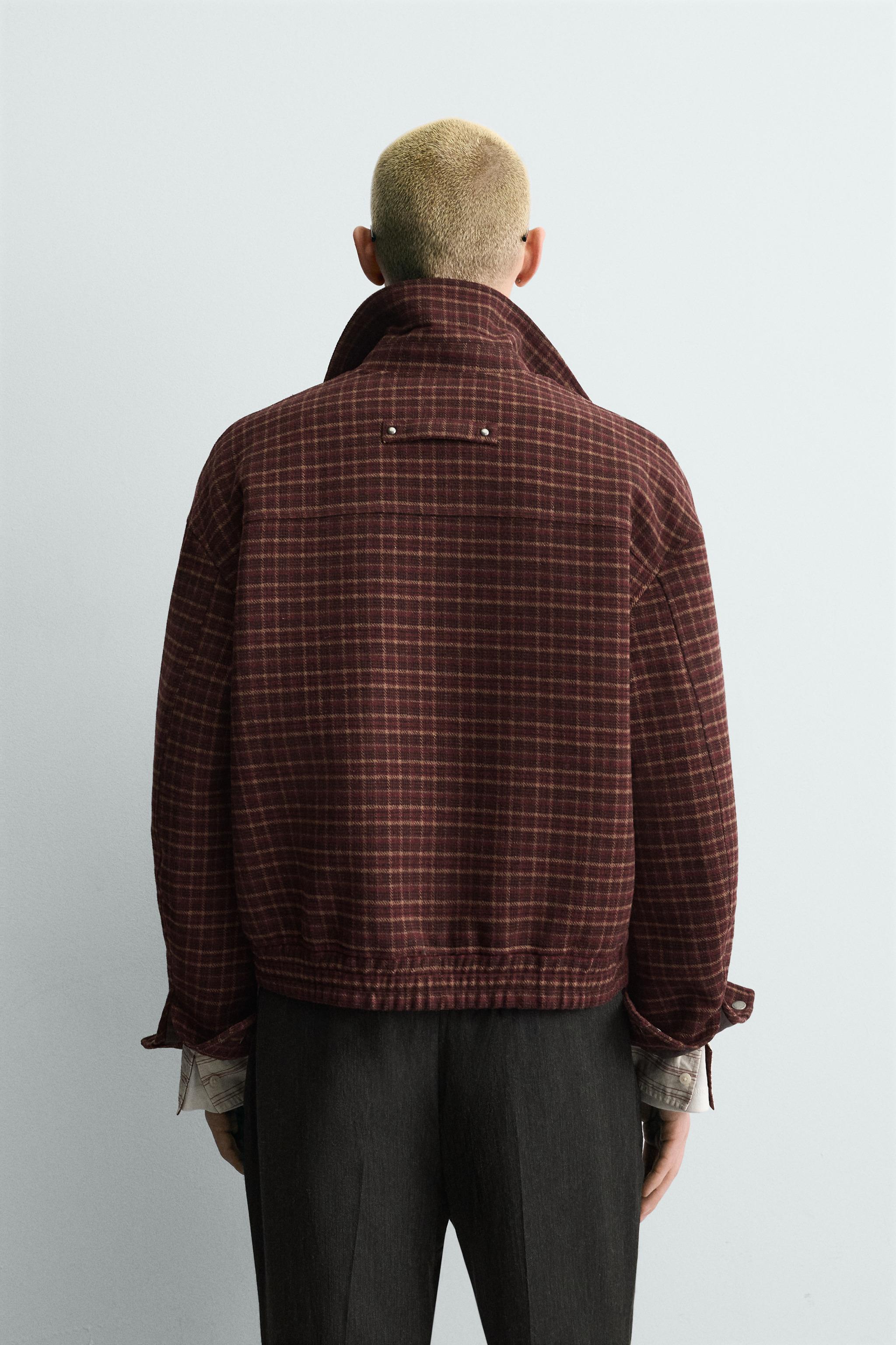 CHECK WOOL BLEND JACKET - Burgundy | ZARA South Africa