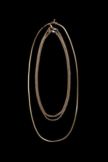 3-PACK CHAIN MESH NECKLACES - Golden by Zara